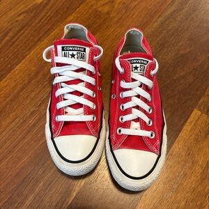 Converse Chuck Taylor All Star Low Top sneaker in a classic red colorway.